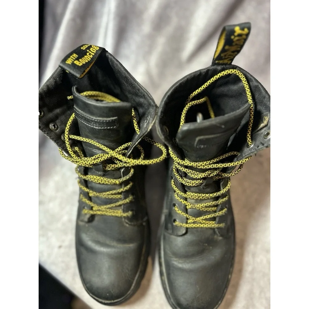 Dr. Martens Combs Leather Boots Black Men's 8 Women's 9 Combat Lace Up DS004